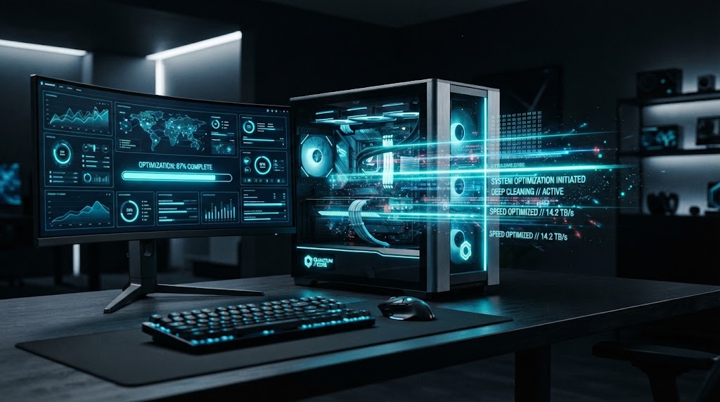 Computador futurista recebendo varredura para como desinstalar programas completamente